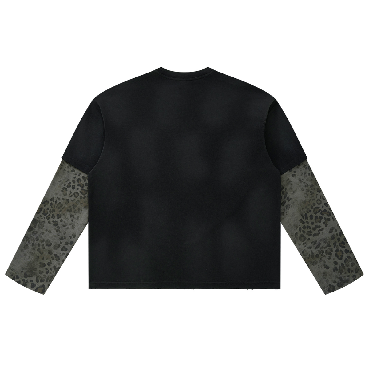 Vintage Wash Leopard Paneled Layer T-Shirt For Men | MuddyStock Originals