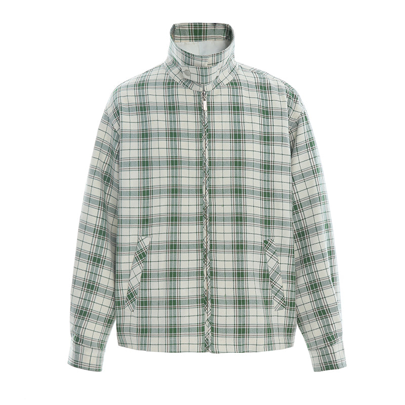 Green Plaid Shirt Style Jacket For Men Green MuddyStock null