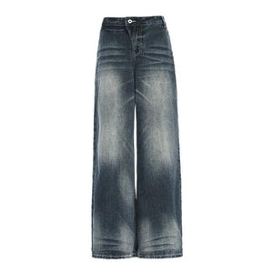 Women's Washed Straight Jeans | MuddyStock Originals Dark Blue # Extended Length MuddyStock