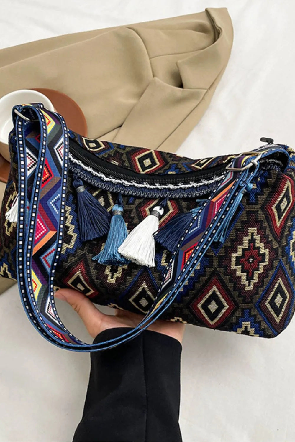 Tassel Adjustable Strap Shoulder Bag For Women