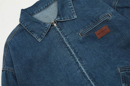 Creative Contrast Color Letter Printing Denim Jacket For Men And Women MuddyStock