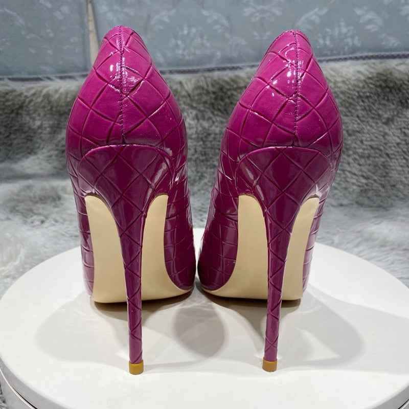 Croc-Effect Women's Slip On Pointed Toe High Heels
