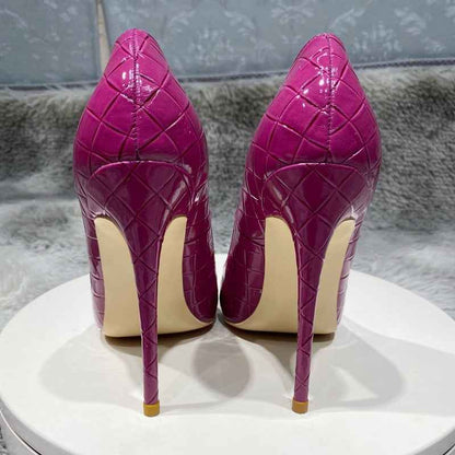 Croc-Effect Women's Slip On Pointed Toe High Heels