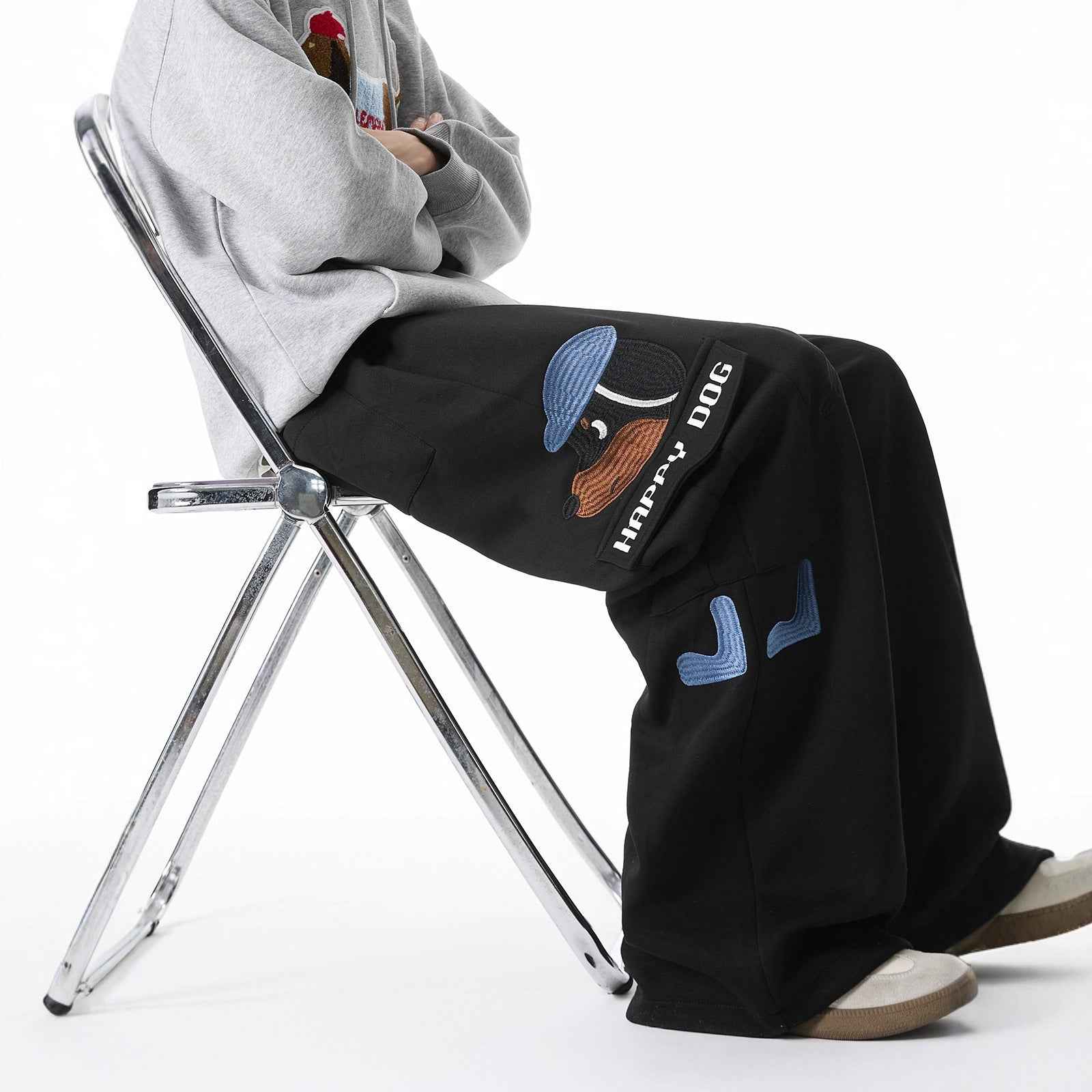 Dog Embroidery Sweatpants For Women | MuddyStock Originals Black MuddyStock