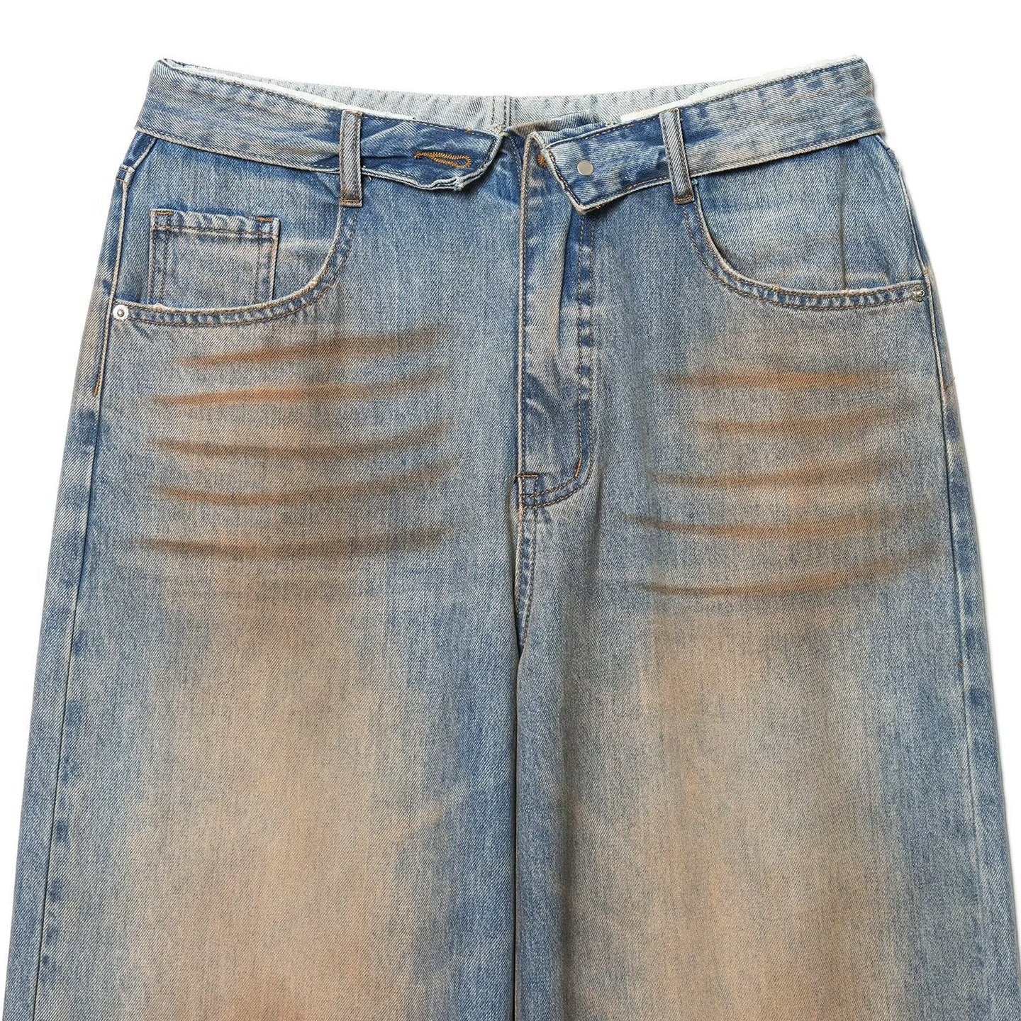Mid waist casual ripped and flared jeans
