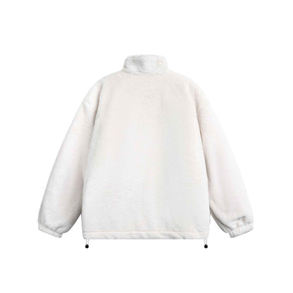 Hand-painted Cartoon Lamb Fleece Stand-up Collar Cotton Coat For Women | MuddyStock Originals