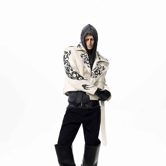 Sequins Cropped Leather Coat For Men And Women null