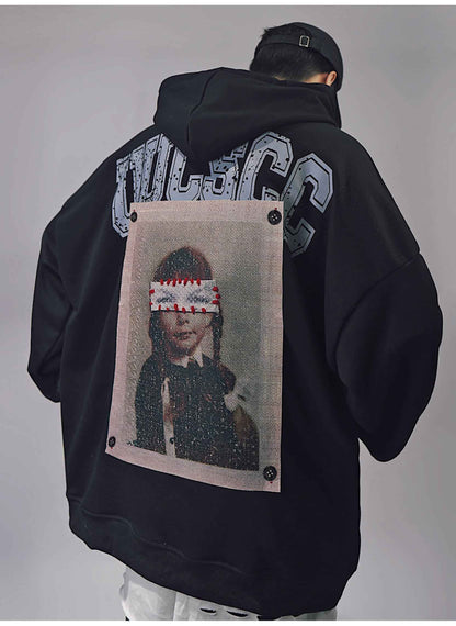 American High Street Patch Printed Fashion Brand Hooded Sweater MuddyStock