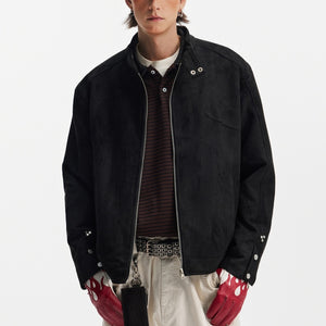 Short Men's Suede Jacket Black