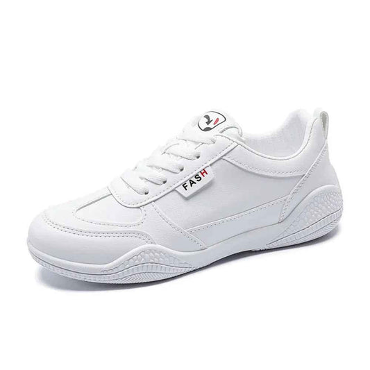 Lace Up Round Toe Flat Athletic Shoes For Men White