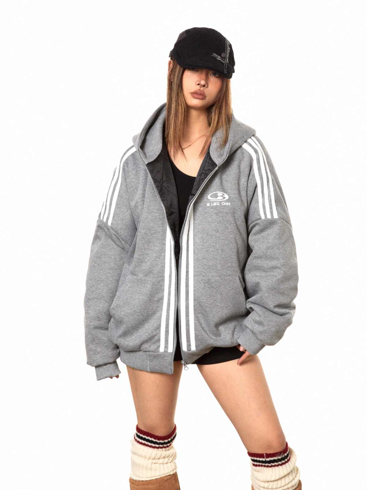Retro Sports Hooded Cotton-padded Jacket For Women MuddyStock