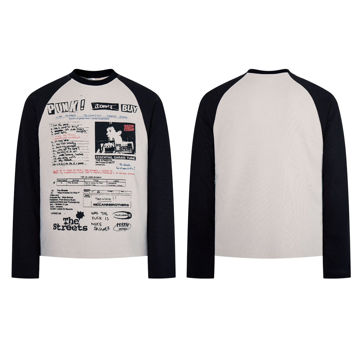 Punk style contrasting color long sleeved t-shirt for men | MuddyStock Originals