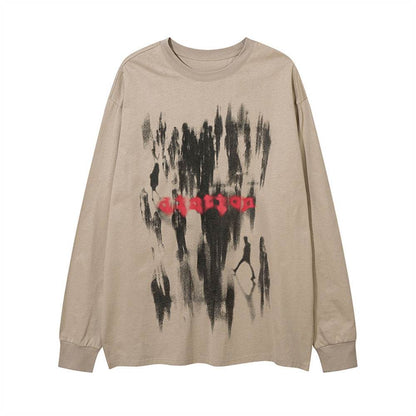 Men's Graffiti Printing Long-sleeved T-shirt For Women MuddyStock