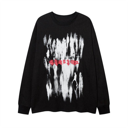 Men's Graffiti Printing Long-sleeved T-shirt For Women MuddyStock