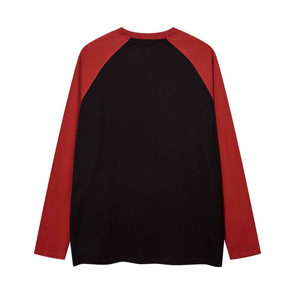 Cartoon Bear Print Color Contrast Long Sleeve T-shirt For Women null