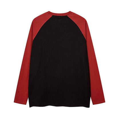 Cartoon Bear Print Color Contrast Long Sleeve T-shirt For Women null