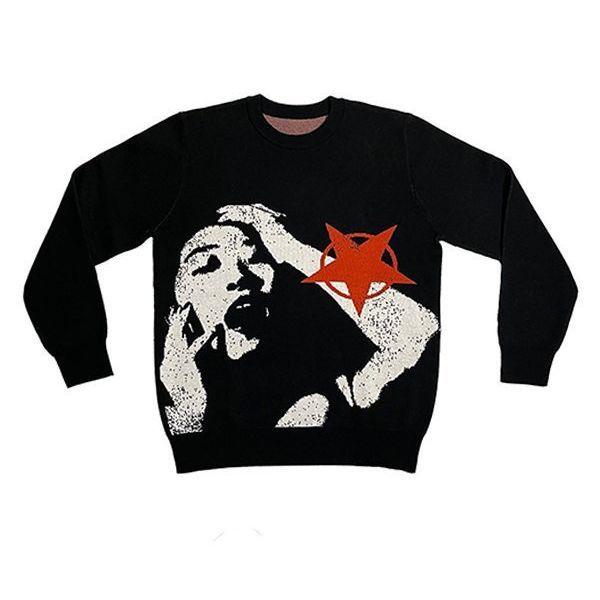 Portrait Streetwear Knitted Gothic Punk Sweater For Women All Products