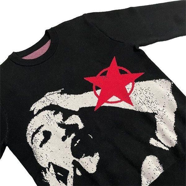 Portrait Streetwear Knitted Gothic Punk Sweater For Women All Products