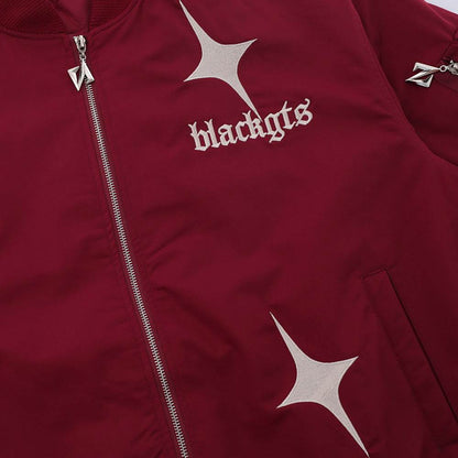 Star Letters Embroidered Stand Collar Zip Jacket For Men And Women MuddyStock