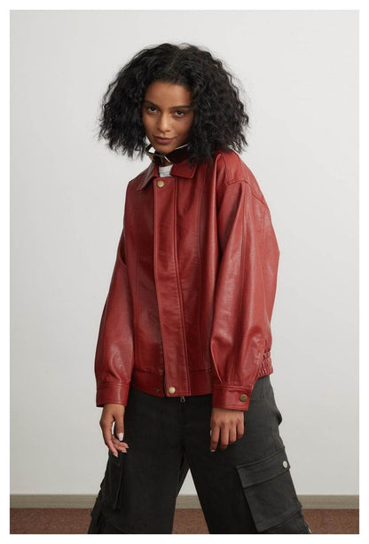 Leather Jacket Women Cropped Leather Coat MuddyStock