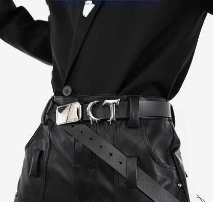 Metal Irregular Stitching Design Trendy Belt Men And Women