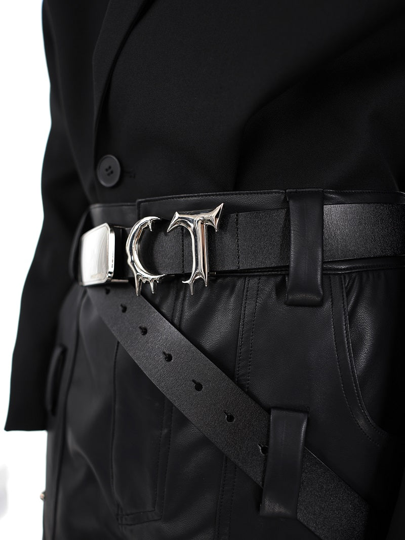 Metal Irregular Stitching Design Trendy Belt Men And Women