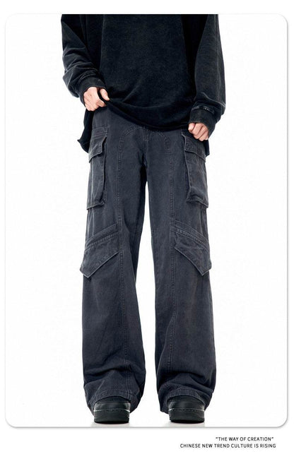 Casual Loose Straight Pu Wide-leg Trousers For Men And Women MuddyStock