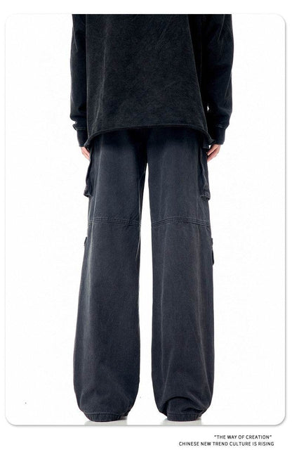 Casual Loose Straight Pu Wide-leg Trousers For Men And Women MuddyStock