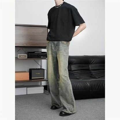 Loose All-match American Retro Distressed Wide-leg Jeans For Men MuddyStock