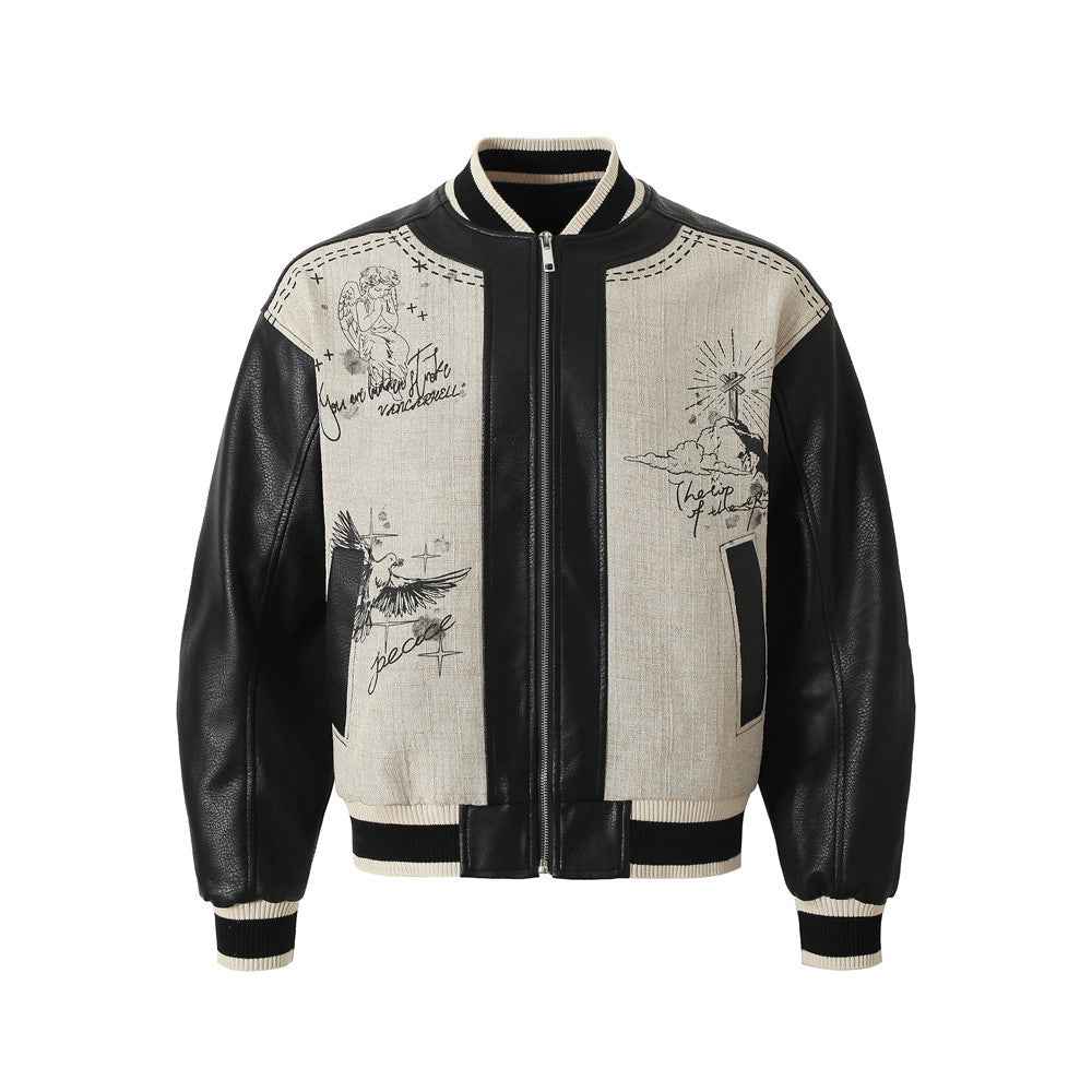 American Retro Angel Wings Statue Printed Loose Jacket For Men MuddyStock