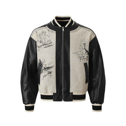 American Retro Angel Wings Statue Printed Loose Jacket For Men MuddyStock