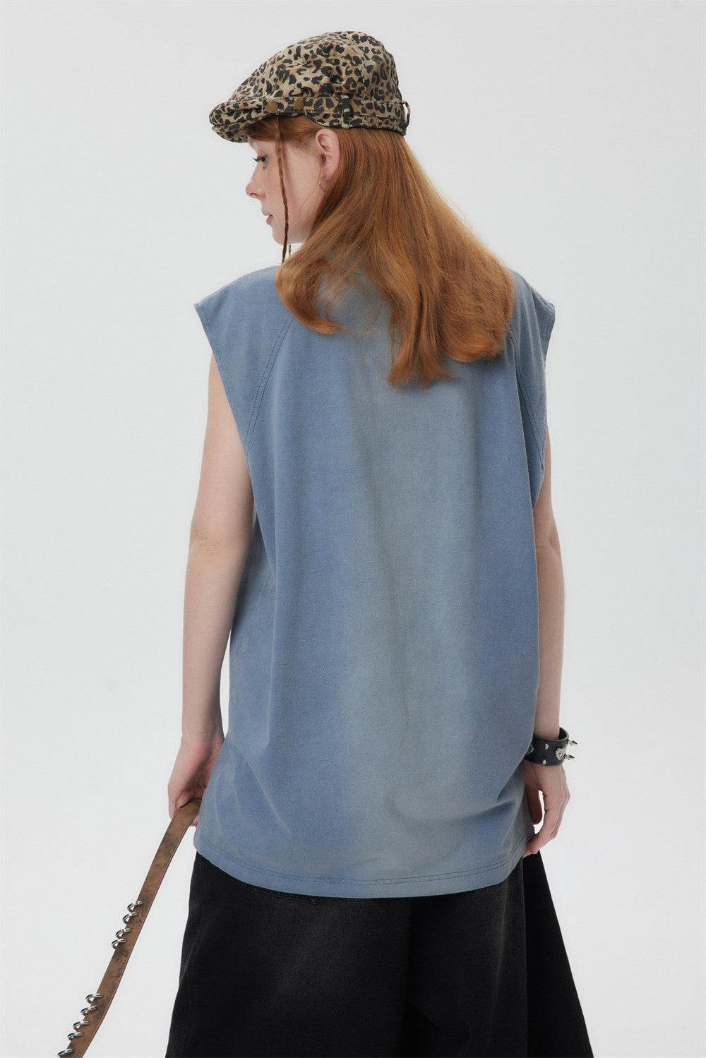 Distressed Washed Gradient Sleeveless Vest For Women MuddyStock