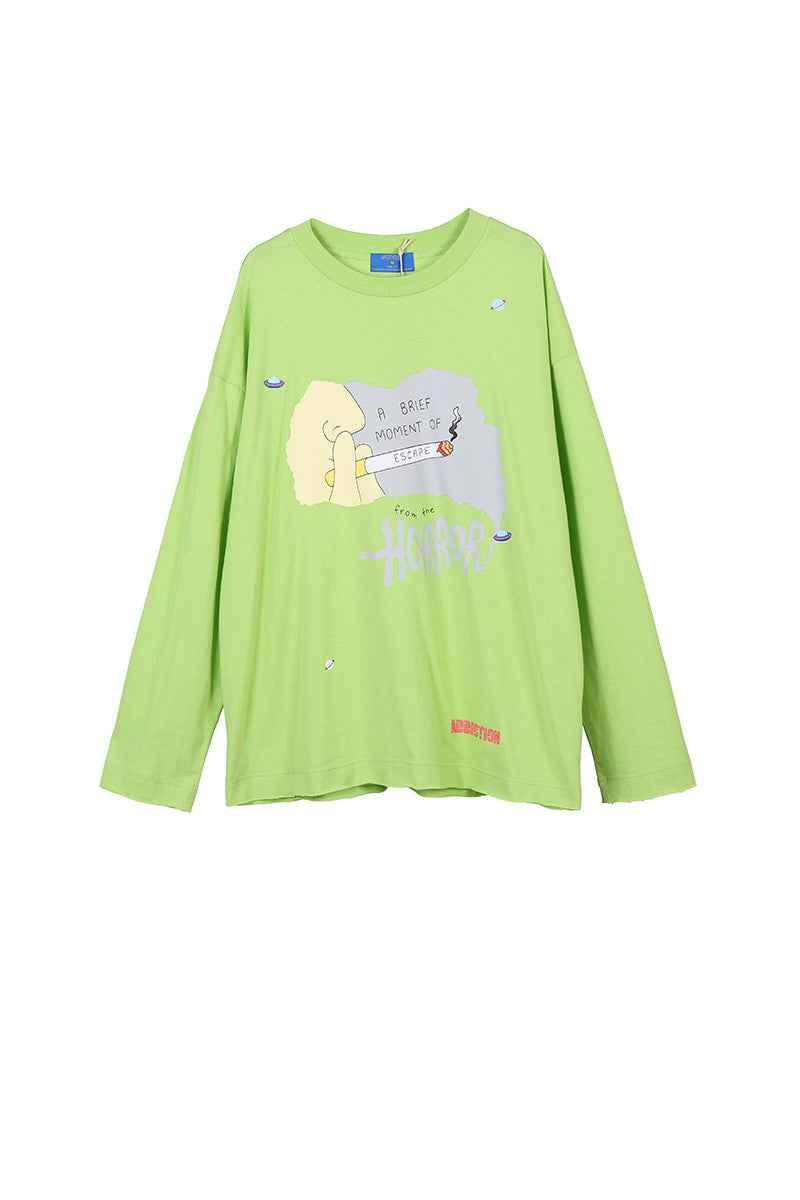 Thin Cartoon Print Pullover Long-sleeved T-shirt For Women null