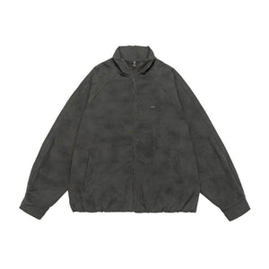 Faded Loose Fit Stand Collar Jacket For Men | MuddyStock Originals Black and Gray