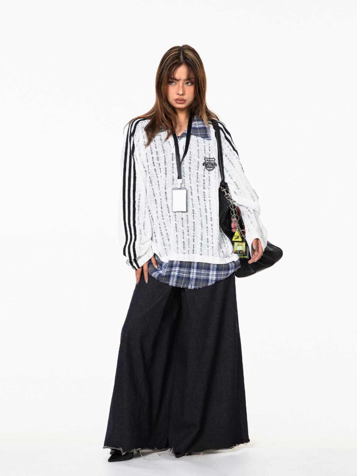 Vintage Stripe Stitching Sweatshirt For Female