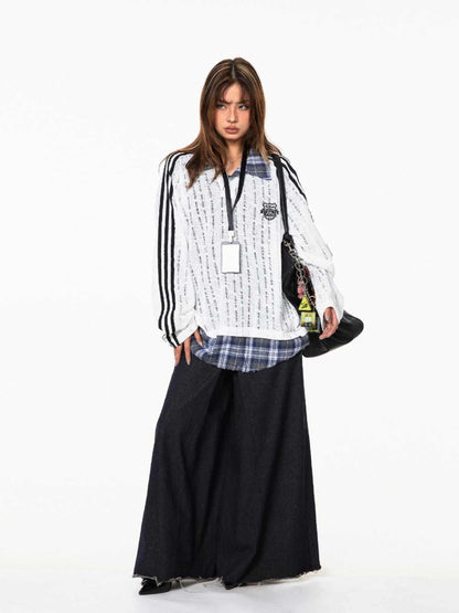 Vintage Stripe Stitching Sweatshirt For Female