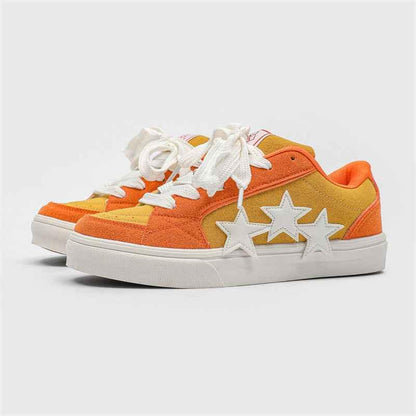 Star-patterned Sneakers For Men Orange White null