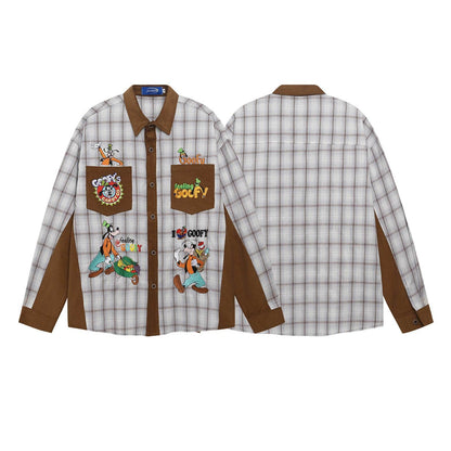 Mickey Embroidery Plaid Long Sleeve Shirt For Men And Women| MuddyStock Originals MuddyStock