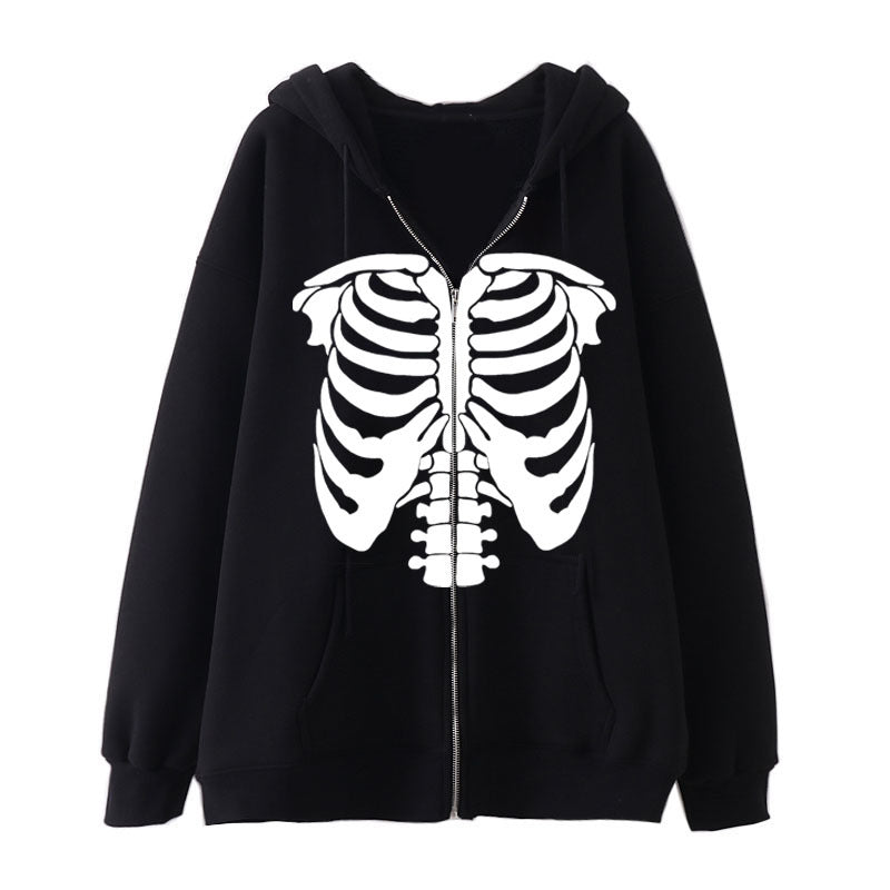 High Street Skeleton Hoodie For Women Black Style 2 All Products