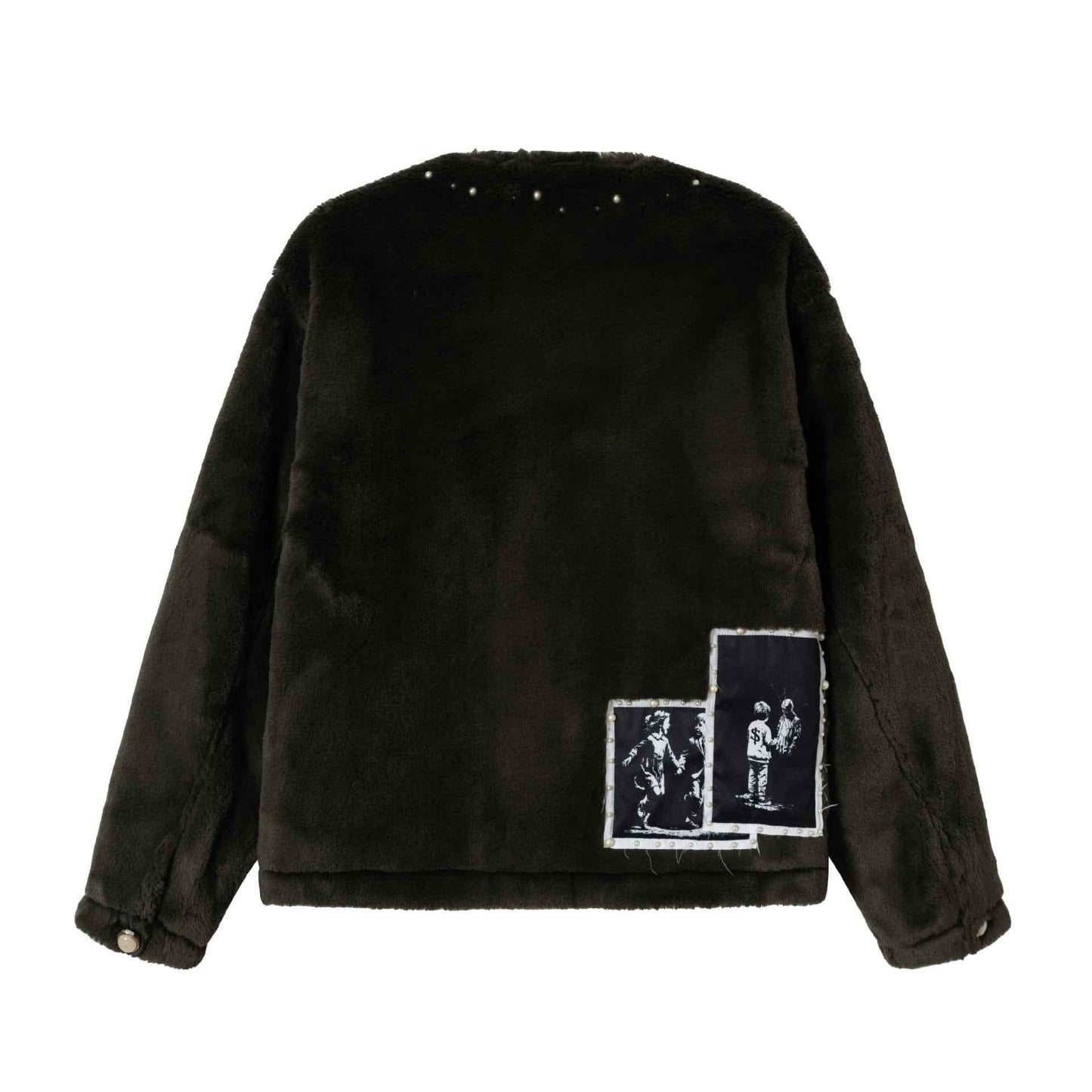 Casual Fleece Beaded Cartoon Patch Short Quilted Jacket For Women | MuddyStock Originals