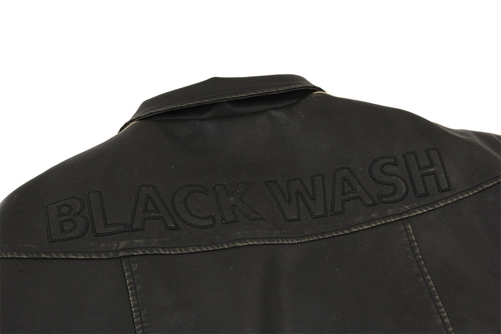 Distressed PU Leather Jacket For Men