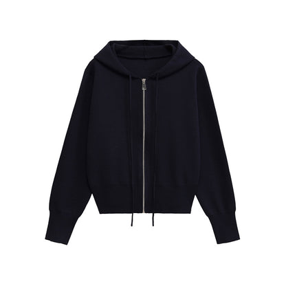 Style Round Neck Loose Design Sense Unique Atmosphere Hooded Jacket black eprolo