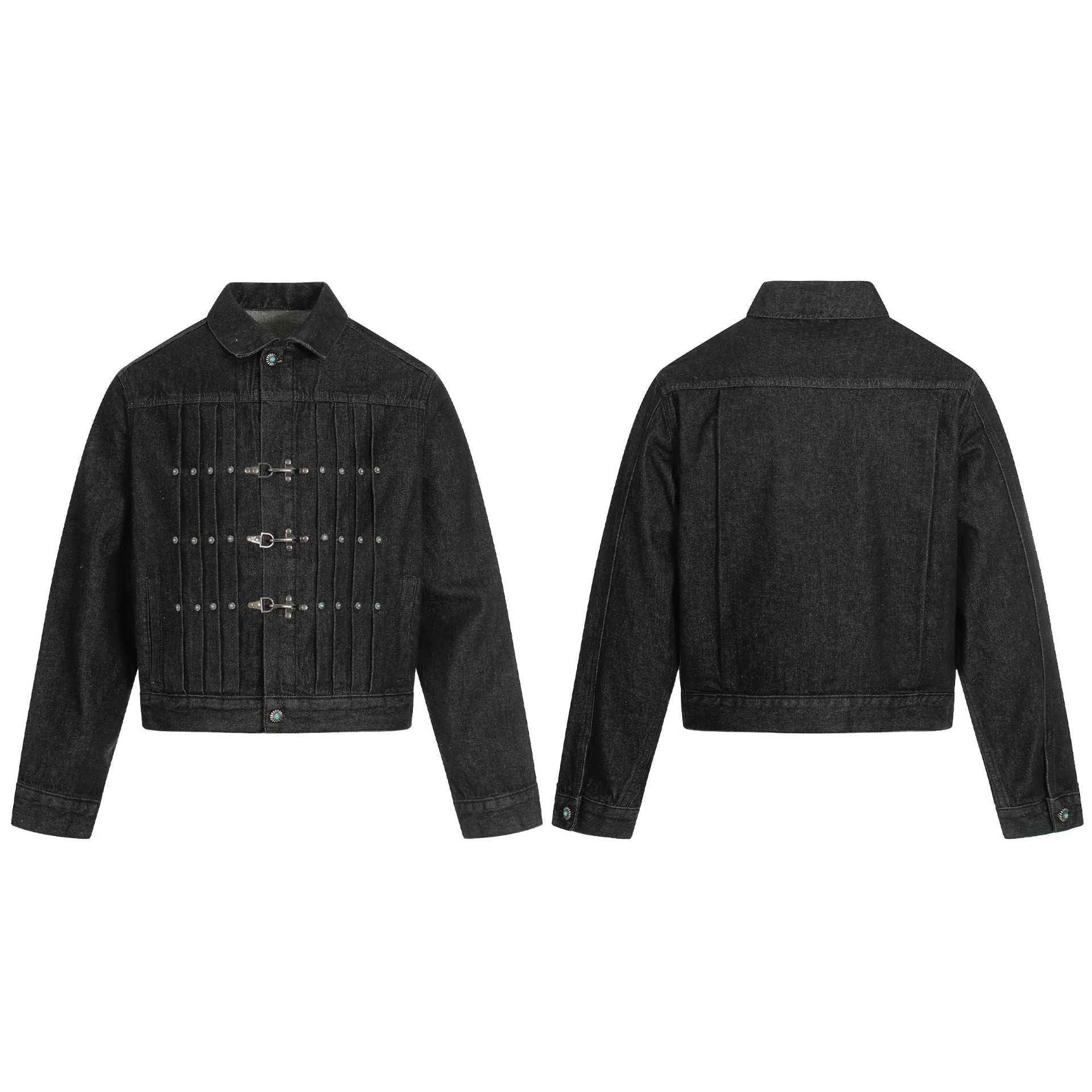 Retro Raw Denim High-End Crumpled Metal Button Men's Jacket | MuddyStock Originals