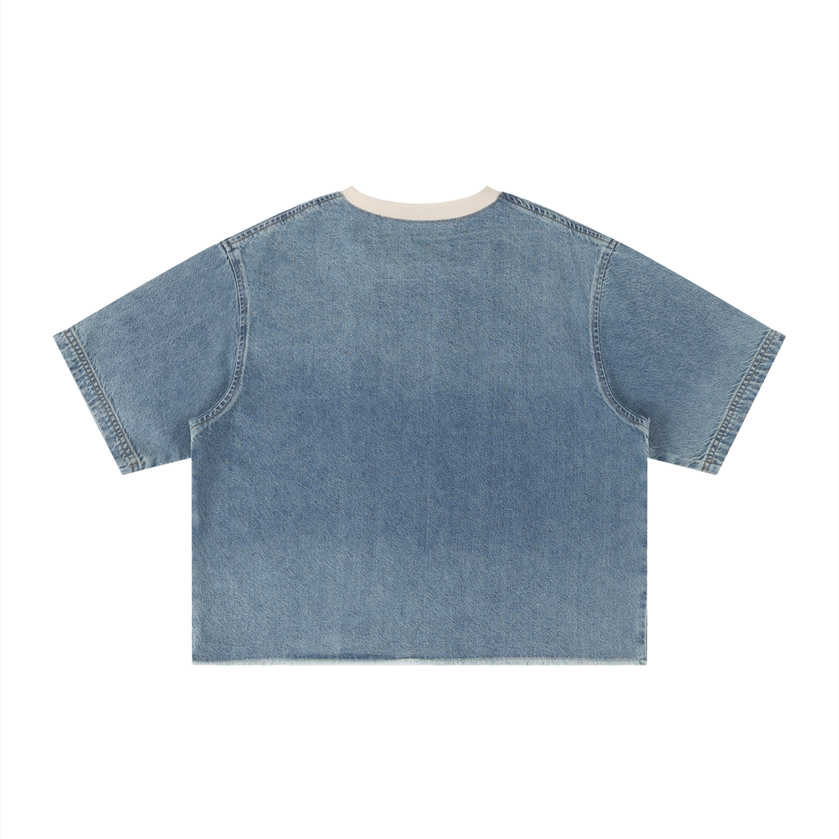 Vintage Wash Boxy Raw Hem Denim T-Shirt For Men | MuddyStock Originals