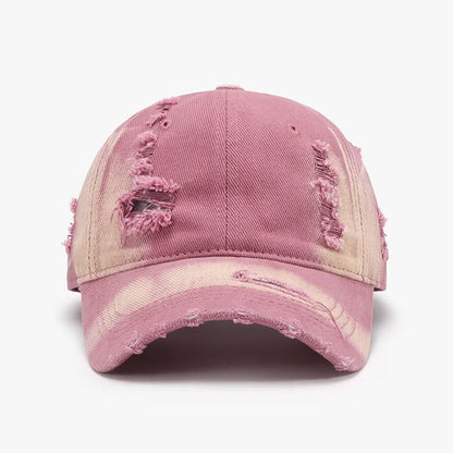 Distressed Adjustable Cotton Baseball Cap For Men And Women Pink Purple One Size