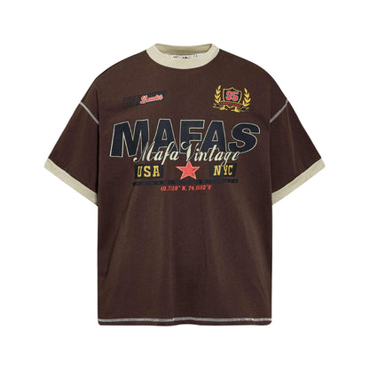 Color blocking edging short sleeved t-shirt for men | MuddyStock Originals Brown