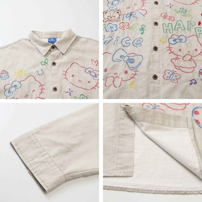 Cartoon Embroidery Long Sleeve Shirt for Women | MuddyStock Originals MuddyStock