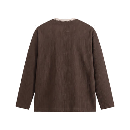 Loose Textured Mock Two-Piece Long Sleeve T-Shirt For Men | MuddyStock Originals