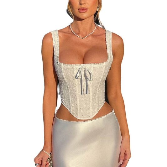 Square collar sleeveless strap backless corset top | MuddyStock Originals MuddyStock