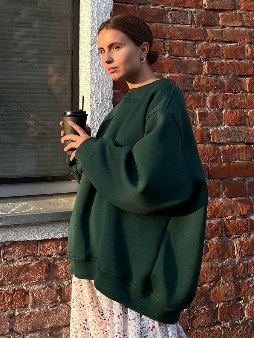 Loose Polar Fleece Sweatshirt For Women | MuddyStock Originals Dark Green eprolo